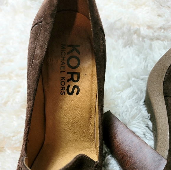 KORS Michael Kors Brown Suede Dolly Loafers with Stack Heel Size 6 M - Picture 5 of 7